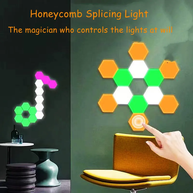 

Led Hexagon Smart Touch Colorful Remote Honeycomb Hexagonal Light Fancy Wall Light Creative RGB Home Decor Night Lamp DIY