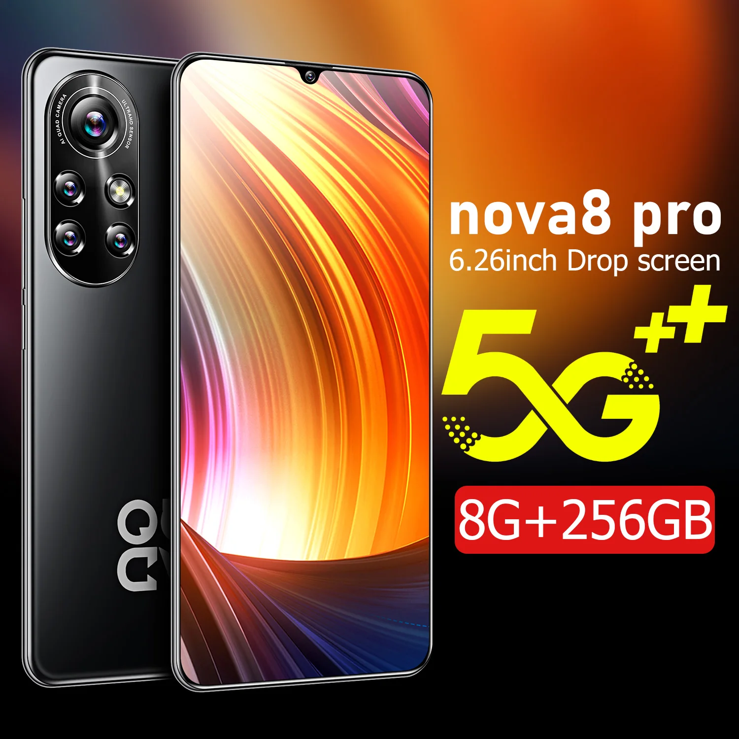 

Nova8 pro Smartphone 6500mAh 6.26 Inch 8GB+256GB Cellphones Unlock Global Version 4G/5G Android 24MP+48MP Dual SIM smart phone