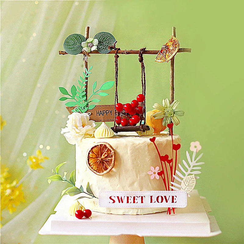 Листья качели плетеная Топпер для торта на день рождения украшения детский душ