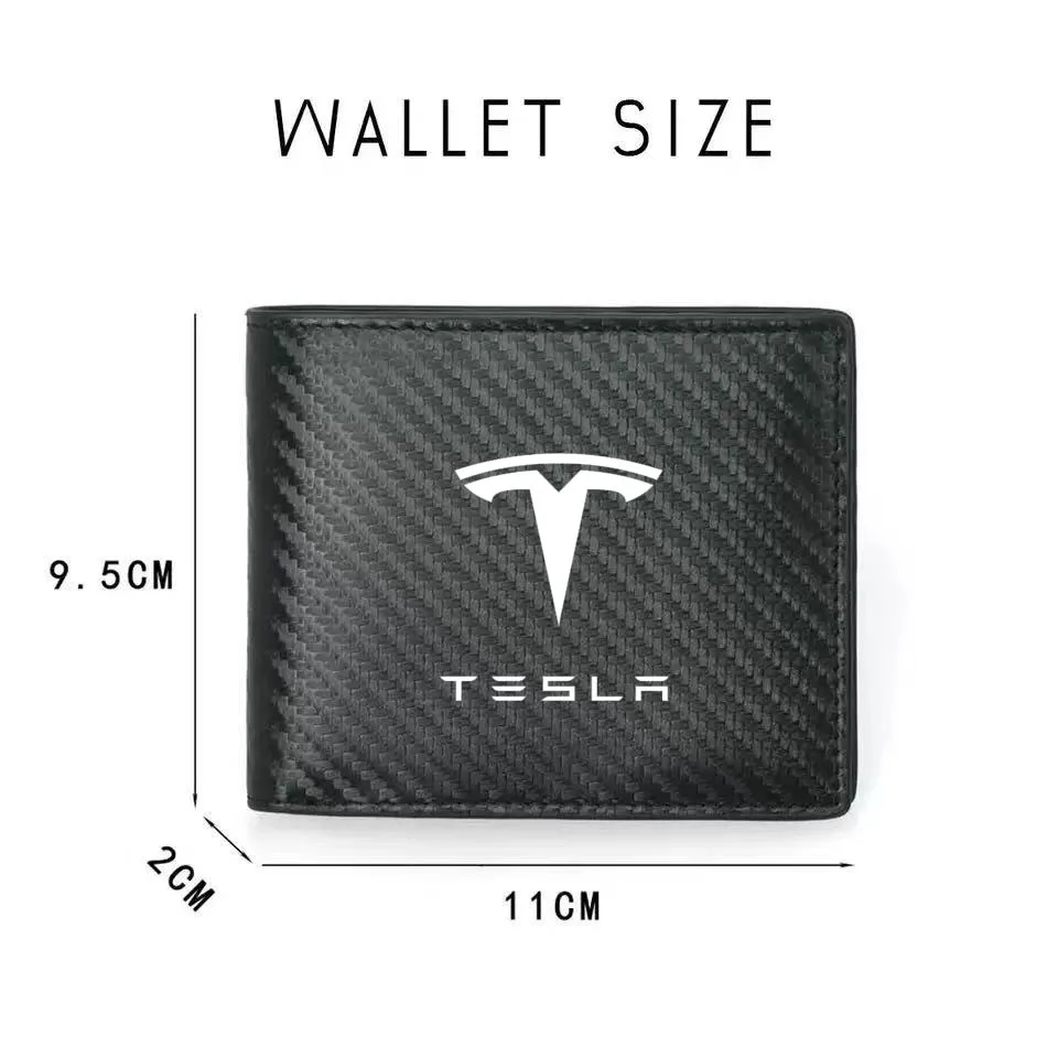 

Car Logo Carbon Fiber Leather Wallet Men ID Card Holder Purses For Tesla Model 3 Model S Model X Model Y Car Fshion Men Card Bag