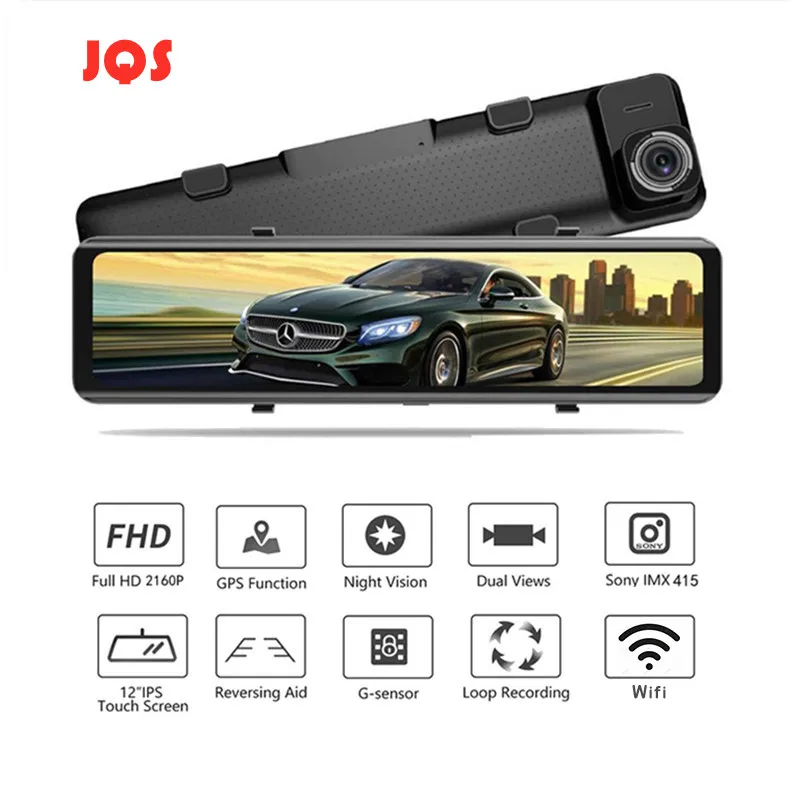 Автомобильный видеорегистратор 4K 12 дюймов 3840*2160P Sony IMX415 зеркало заднего вида с Wi Fi