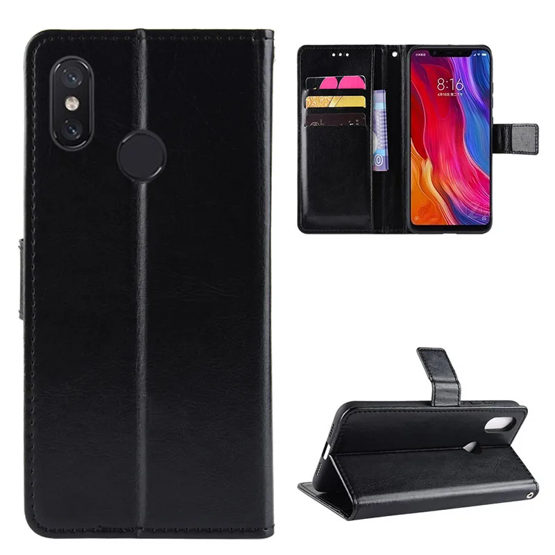 Leather case Phone Accessories Phone Flip Case for mi 8 9 Mobile Cover Anti-fall Card Kickstand