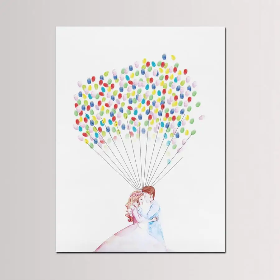 DIY картина по отпечатку пальца милый рисунок для гостей свадебное украшение дома