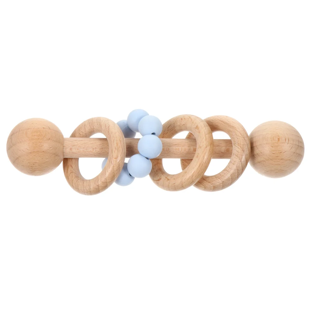 

Baby Rattle Toys Wood Ring Rattle Plaything Wooden Hand Bell Educational