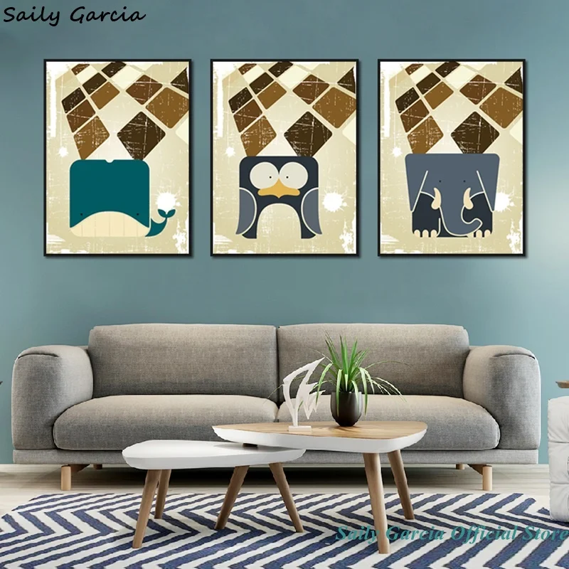 Детская Картина на холсте с милыми мультяшными совами животными птицами декор