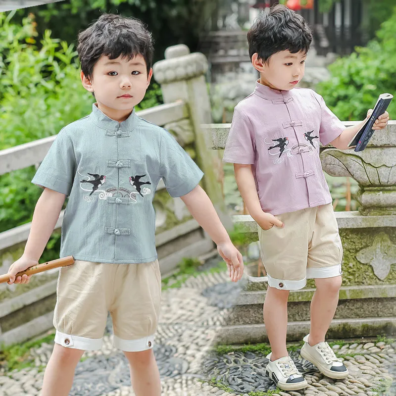 

Вышитый Костюм Hanfu для мальчиков, Классический танцевальный костюм, наряд для народного фестиваля, одежда для выступления, одежда для коспл...