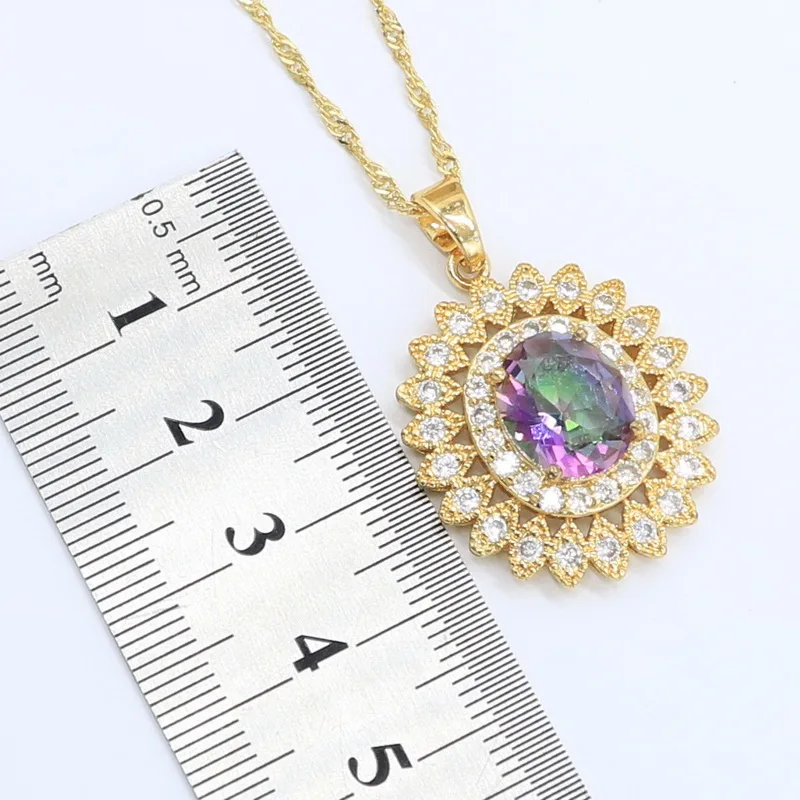 Разноцветные серьги подвески в форме цветка с кристаллами золотого