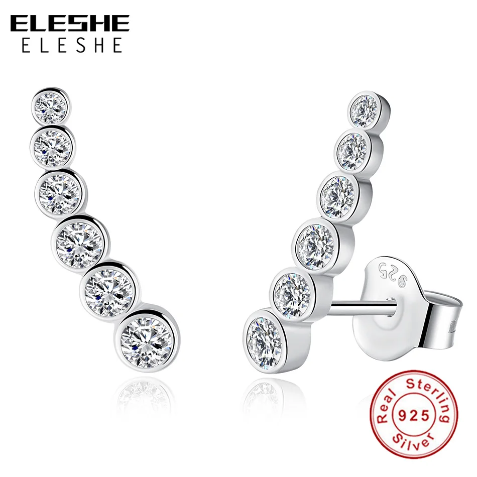 Женские серьги гвоздики ELESHE подарок на день матери 100% Стерлинговое Серебро 925