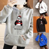 new style hoodie womens long sleeved blouse cute cartoon printing loose pocket pullover girls casual pullover sports hoodies