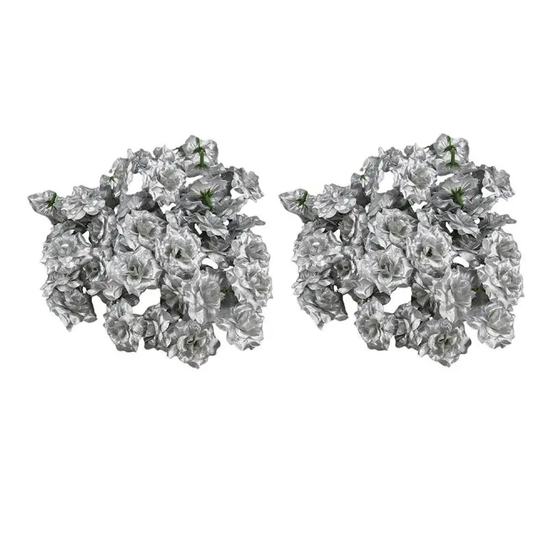 

100Pcs Fake Rose Decors Simulation Silk Rose Heads Wedding Rose Layout Props