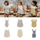 Бренд 2021 LCC Одежда для новорожденных праздничное платье для девочек из органического хлопка, сделанные с цветочным принтом, платье без рукавов для маленьких девочек, милый комбинезон для малышей цельный комбинезон