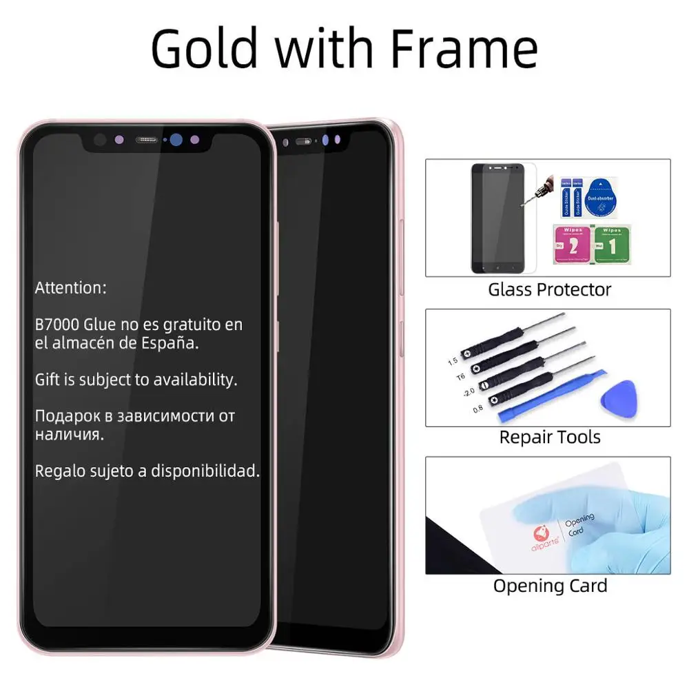 Gold with Frame Дисплей для Xiaomi Mi 8 LCD в сборе с тачскрином 6.21'' черныйсплей - Цвет: Gold with Frame
