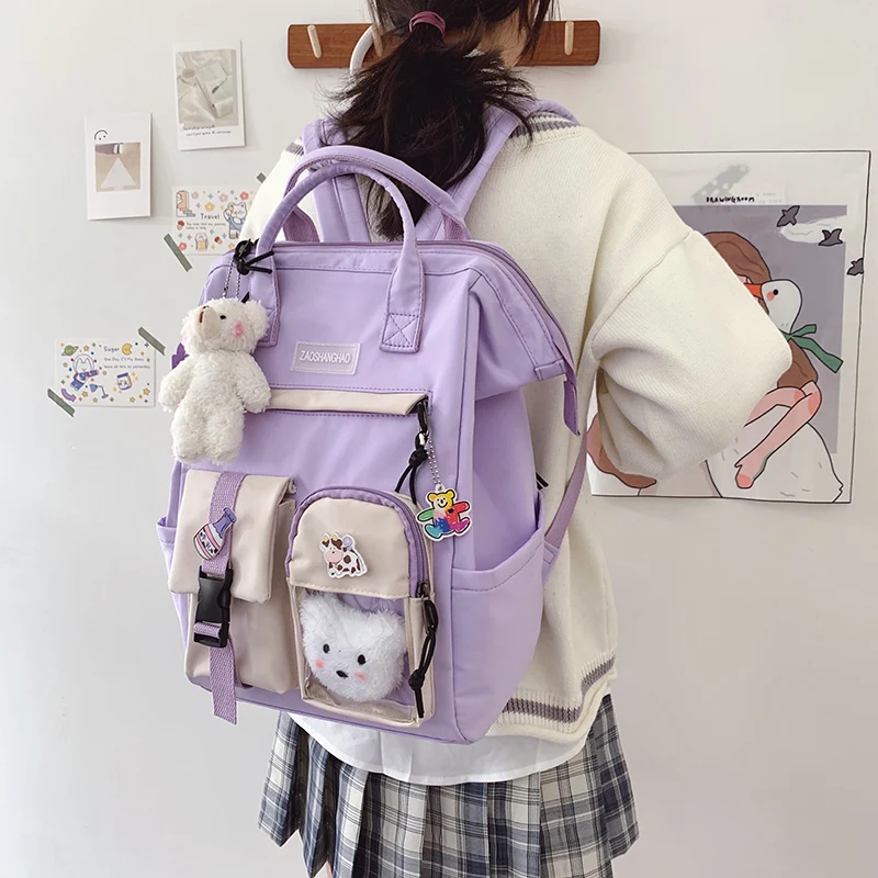 2021 Kawaii водонепроницаемый рюкзак женские сумки для старших классов с несколькими