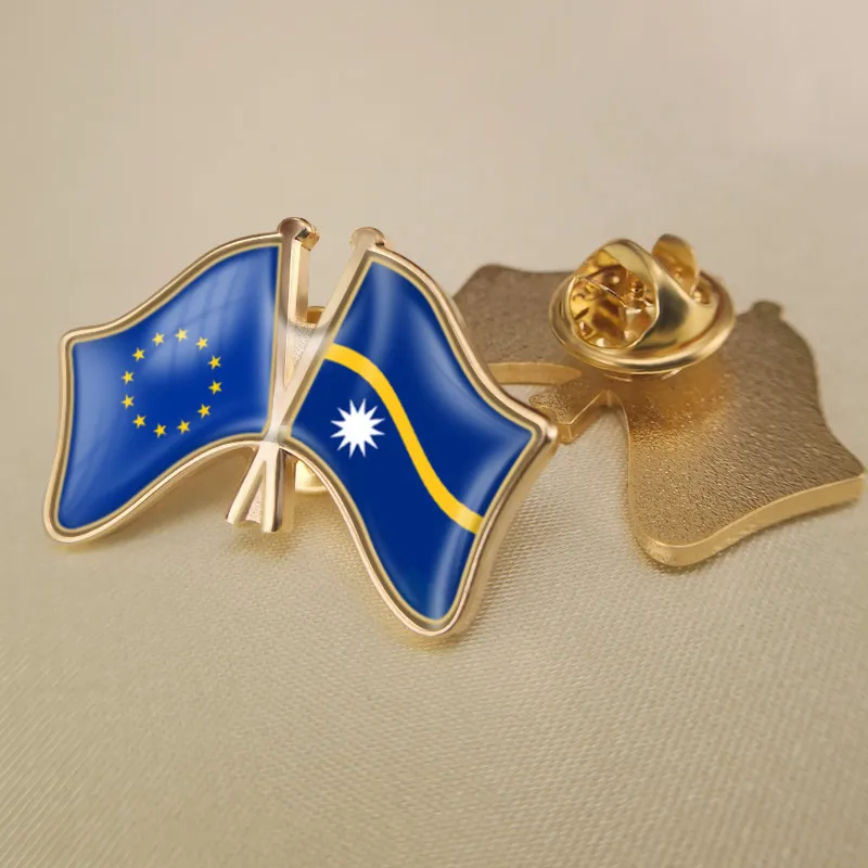 Европейский союз и Nauru перекрестные двойные фотообои брошь | Украшения