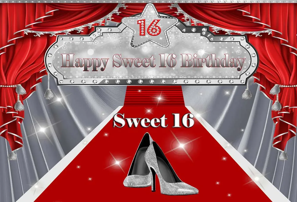 Виниловый фон для студийной фотосъемки с надписью Happy Sweet 16 дюймов 220 см x 150 |