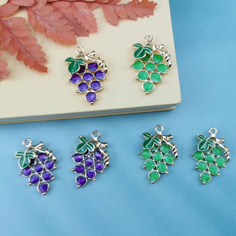 

10pcs/pack 18*27mm Fashion Grape Fruit Enamel Charms Alloy Pendant Fit Bracelet Earring DIY Fashion Jewelry Accessories
