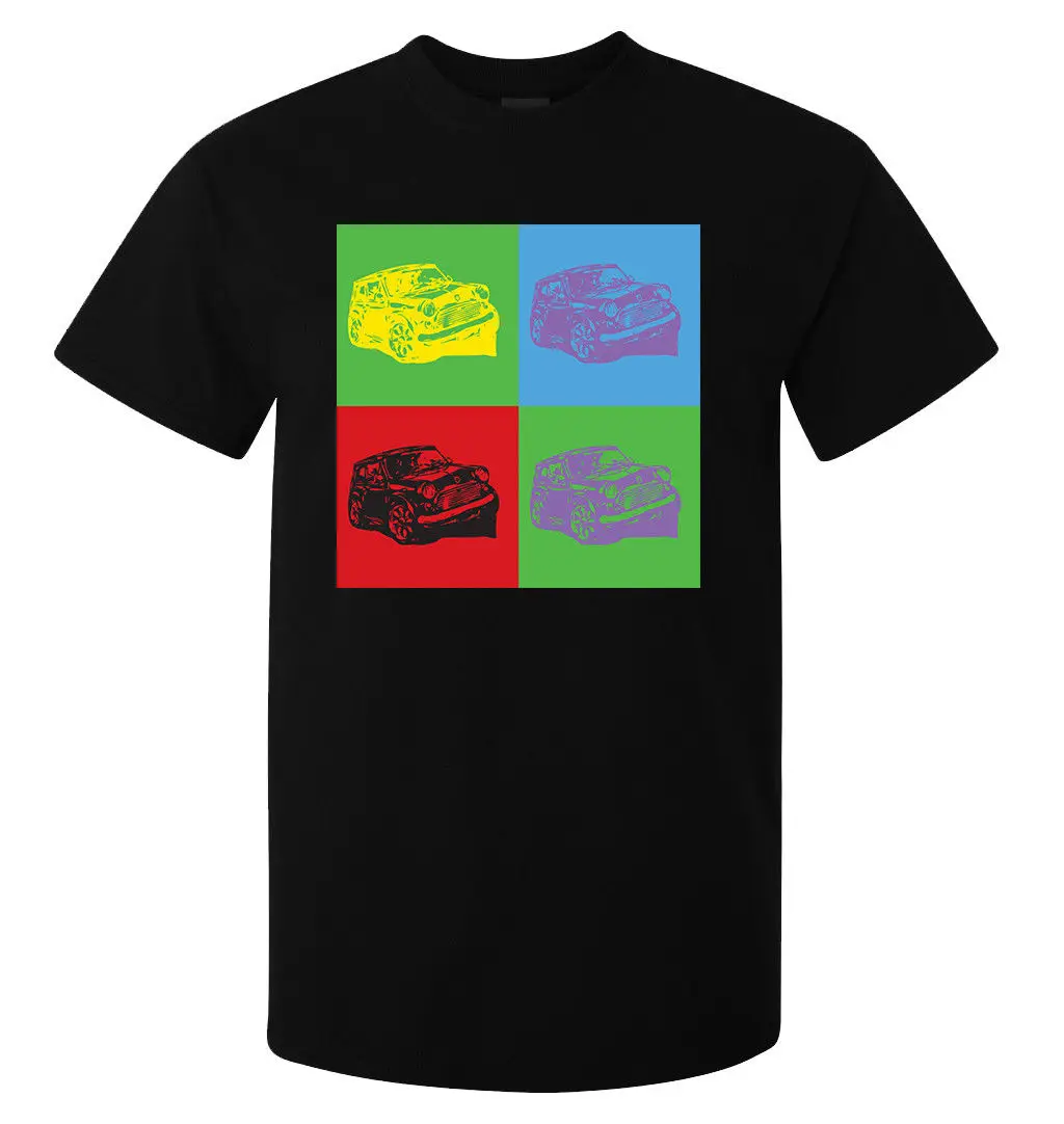 Стильная мужская футболка Mini Cooper Pop Art черная Высококачественная с круглым