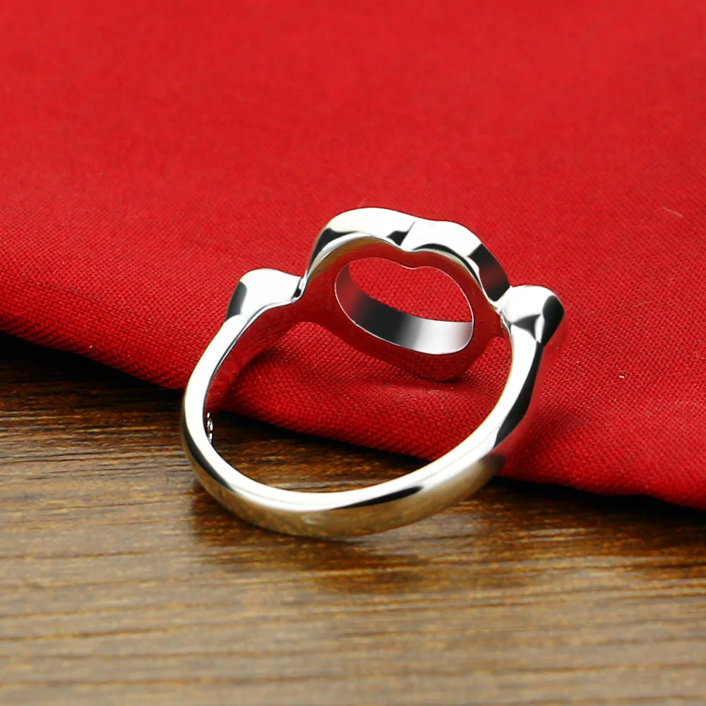 

Women's 925 Sterling Silver Ring Popular Heart-Shaped Ring Real Silver Ring High Quality Student Jewelry Valentine's Day Gift