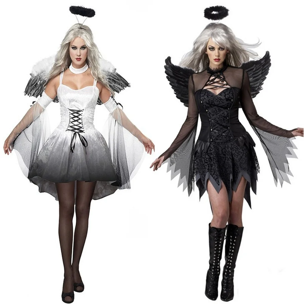 Роскошное темное готическое черное платье для Хэллоуина с изображением опавшего