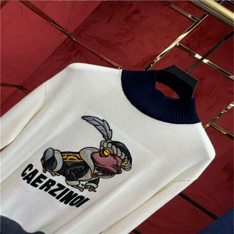 

2021 Autumn Winter Men's High Quality Casual Pullover Fashion Personality Self-Cultivation Style Turtle Neck Sweater