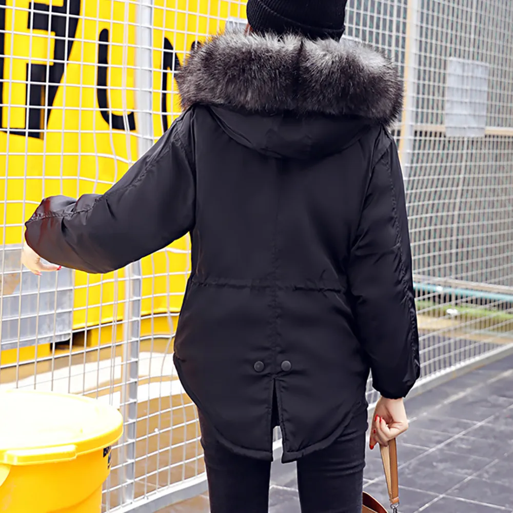 Женская Повседневная утолщенная зимняя куртка с воротником из меха Lammy пальто