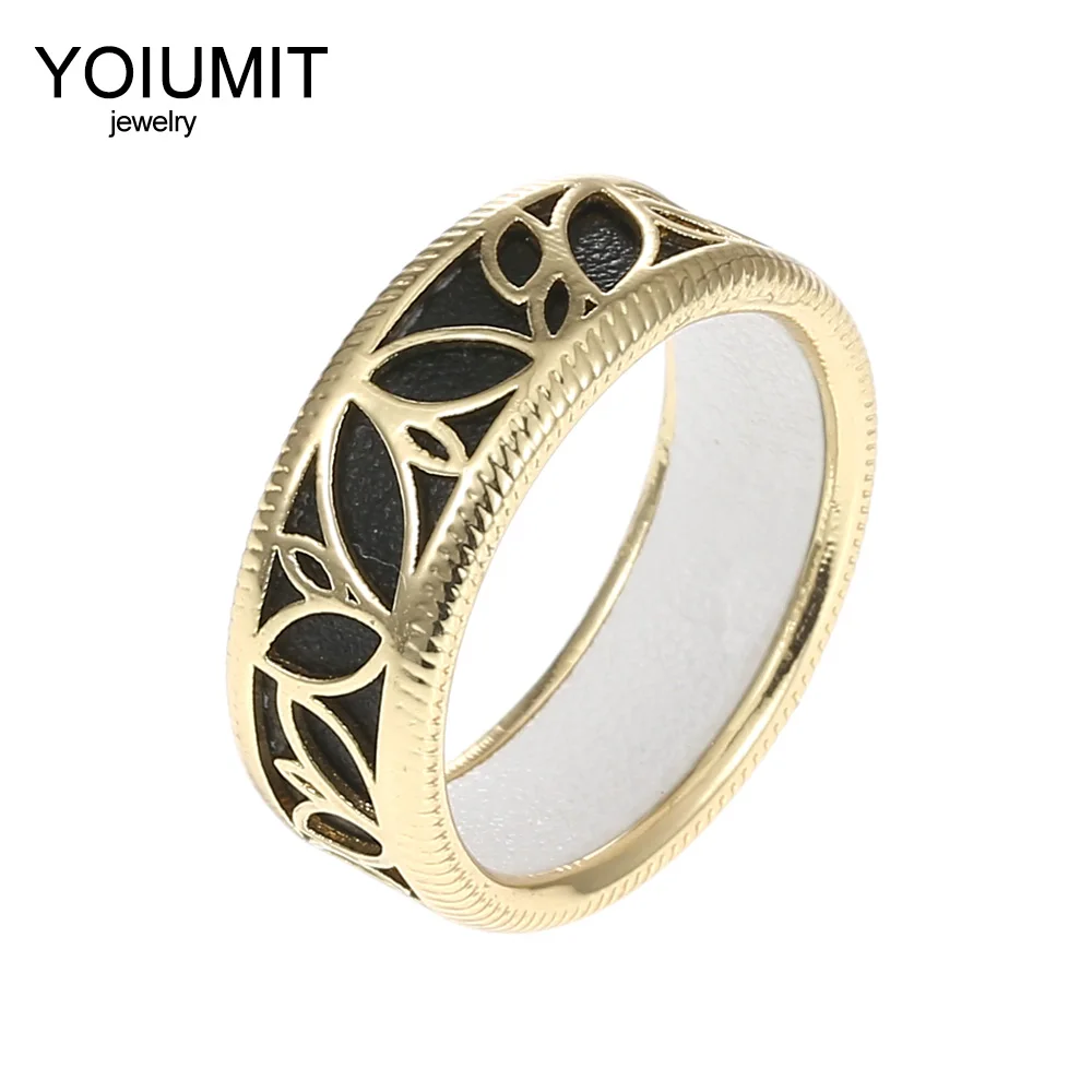 

Cremo Leaf Rings Women Interchangeable Cuir Hollow Leather Ring Elegant Bijoux Femme Gold Rings Argent Cocktail Bague