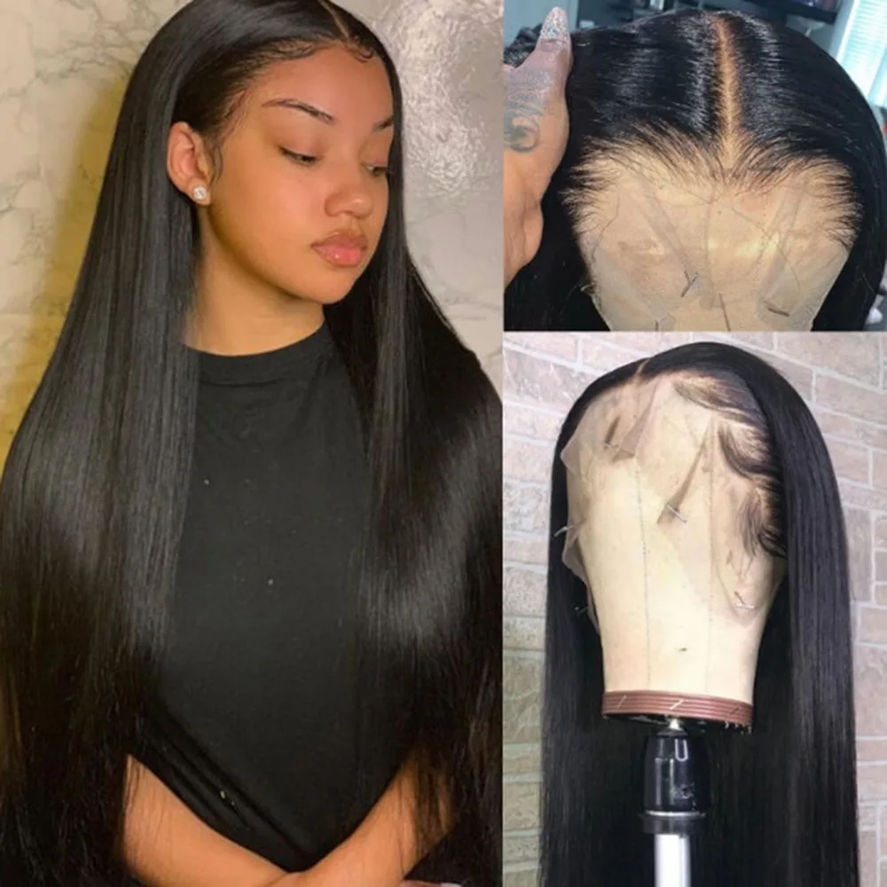 HD Lace Wig 100% Real Human Hair Lace Front Wigs long straight Costume Wig 13* 4 Swiss lace frontal wog for women with body hair