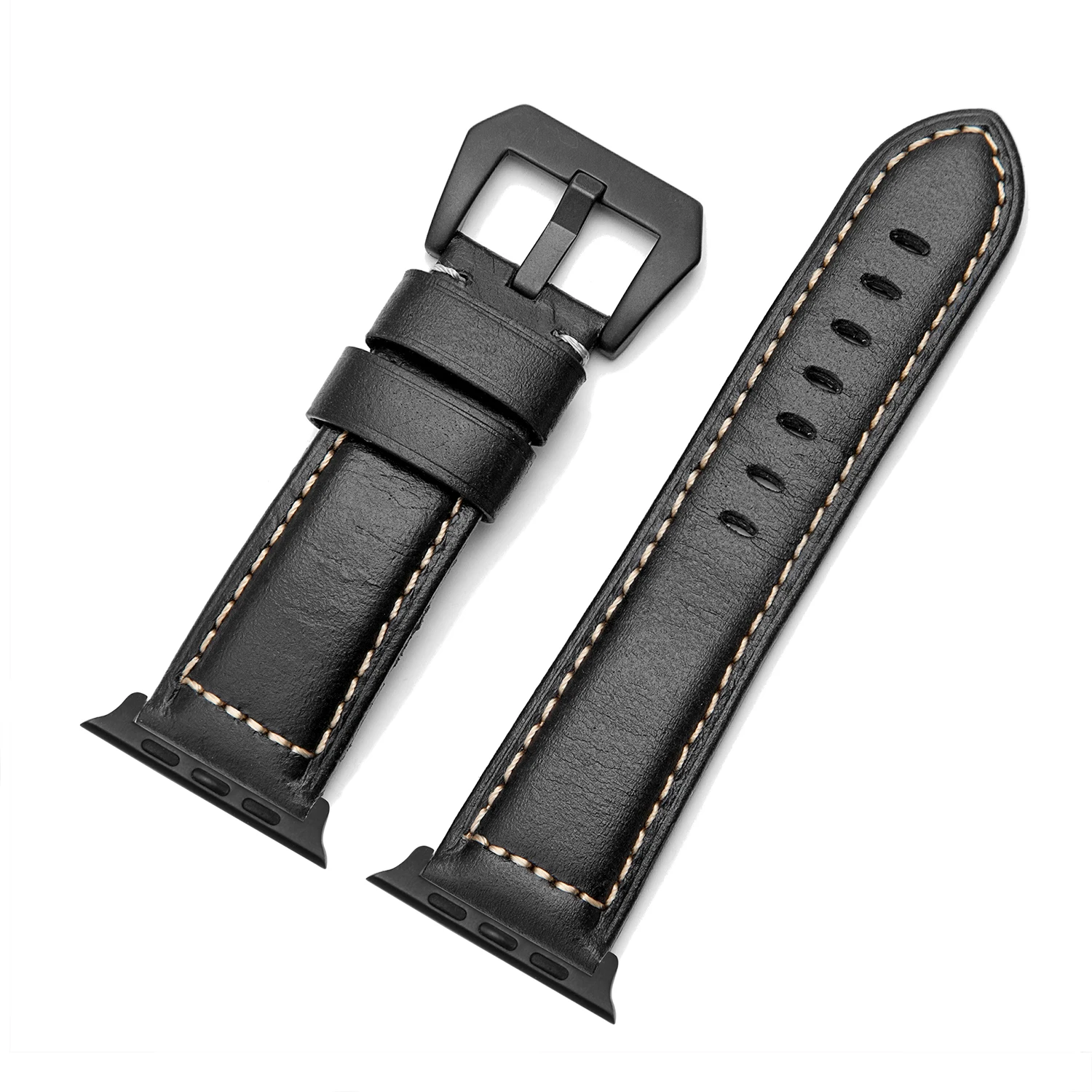 black bk adapter Ремешок Onthelevel из натуральной кожи для Apple Watch, ремешок 44 мм, 40 мм, ремешок для Apple Watch 42 мм, 38 мм, ремешок для iwatch# D - Цвет ремешка: black bk adapter