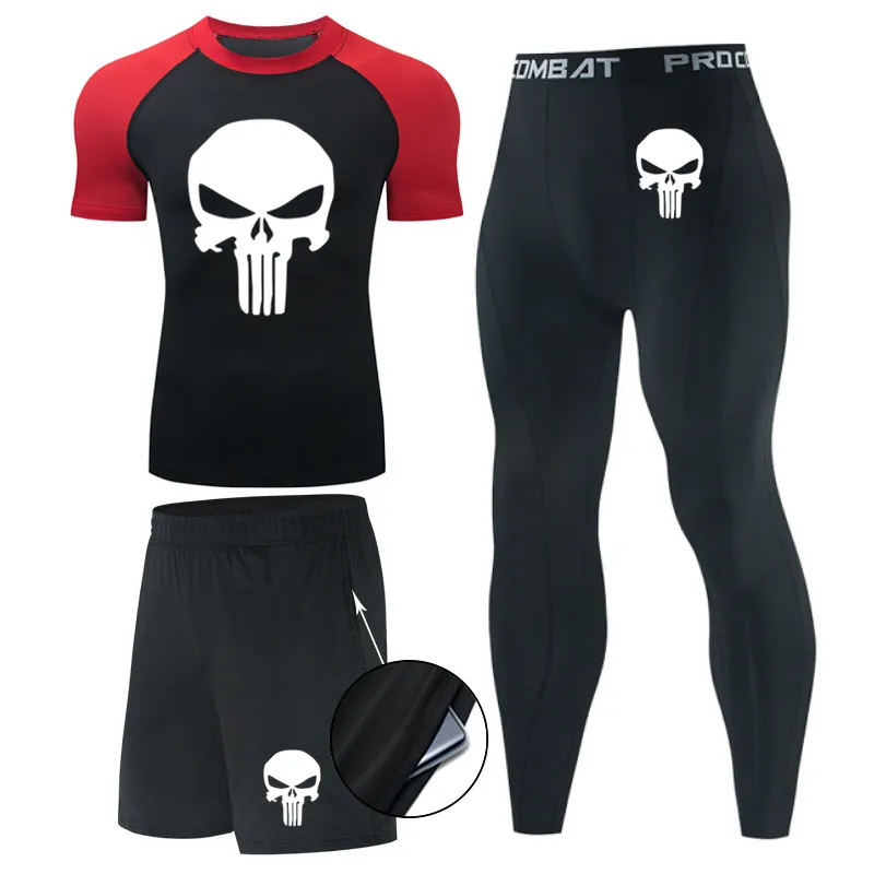 

3Pcs Compression Men Sport Suits Quick Dry Running Set Clothes Sports Joggers Training Gym Fitness T shirt Tracksuits Sportswear