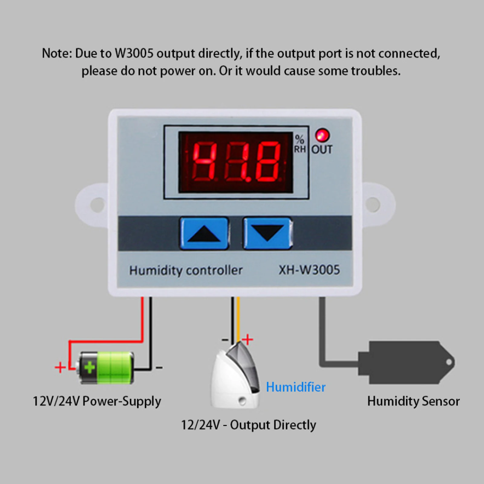 

XH-W3005 New Digital Display Hygrometer Switch Controller Humidity Sensor 0~99%RH With High Accuracy Black-12v/110-220V