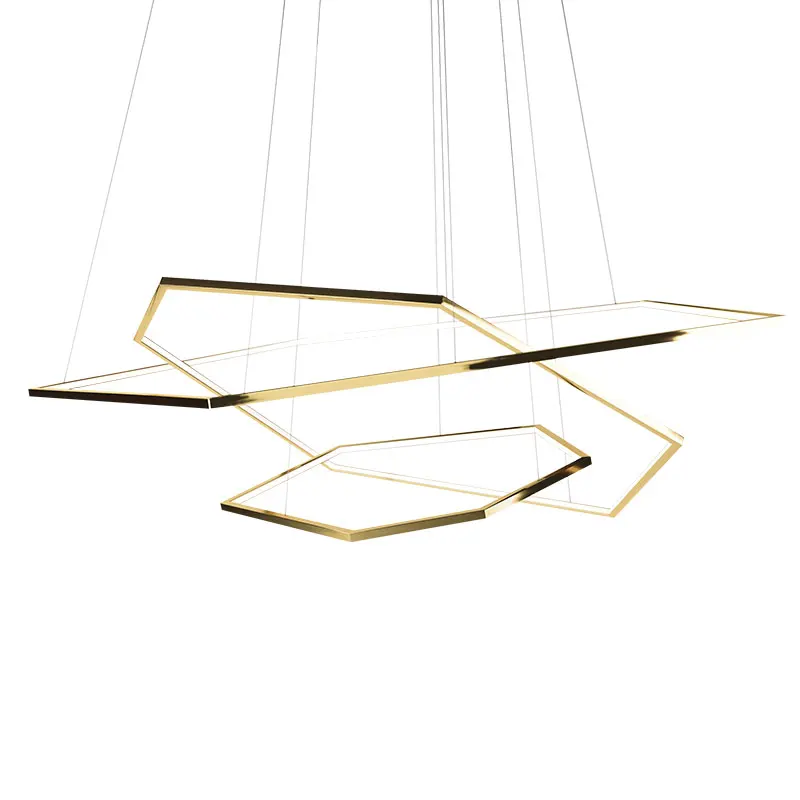 

Modern simple stainless steel polygonal Chandelier