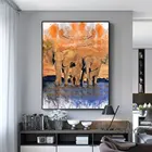 Картина маслом с изображением семейства слонов, для настенных художественных плакатов и картин, для украшения гостиной