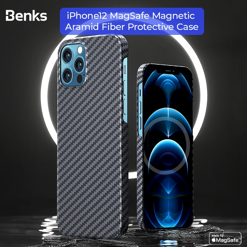 Benks новые кевлар углеродного волокна мобильный телефон чехол Magsafe для Iphone12 Mini Pro Max