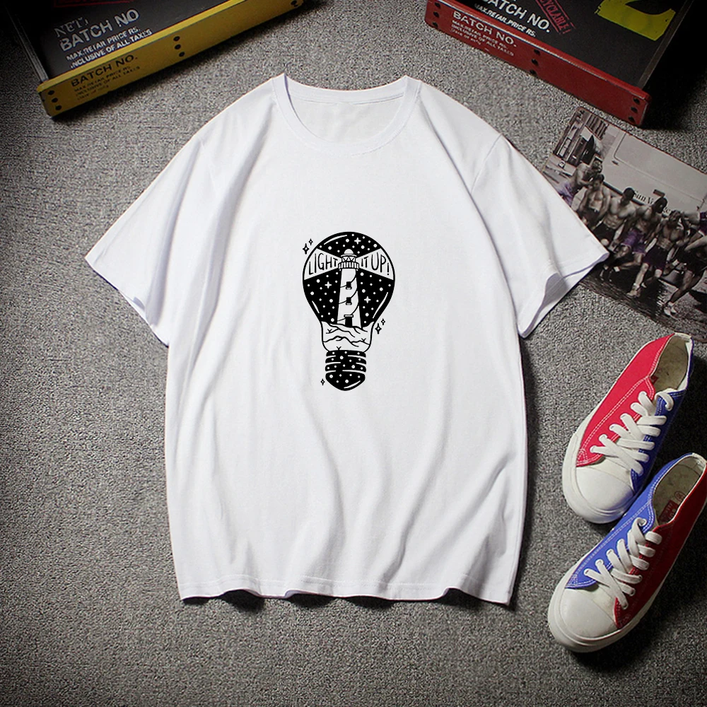 

Harajuku Funny Black and White Drawing Print Short Sleeve Chic Oversized Loose O-Neck Casual Female T Shirt Grunge Tops T Shirt