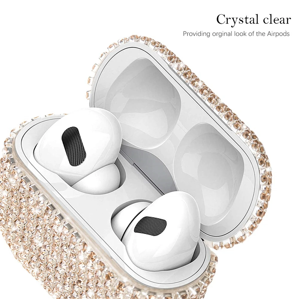 Чехлы Защитные для наушников AirPods Pro чехол со стразами Блестящий Защитный Airpods 3 2019
