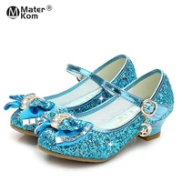 size 26 38 children high heel sandals girls dancing shoes butterfly knot princess leather shoes for girls flower glitter sandals