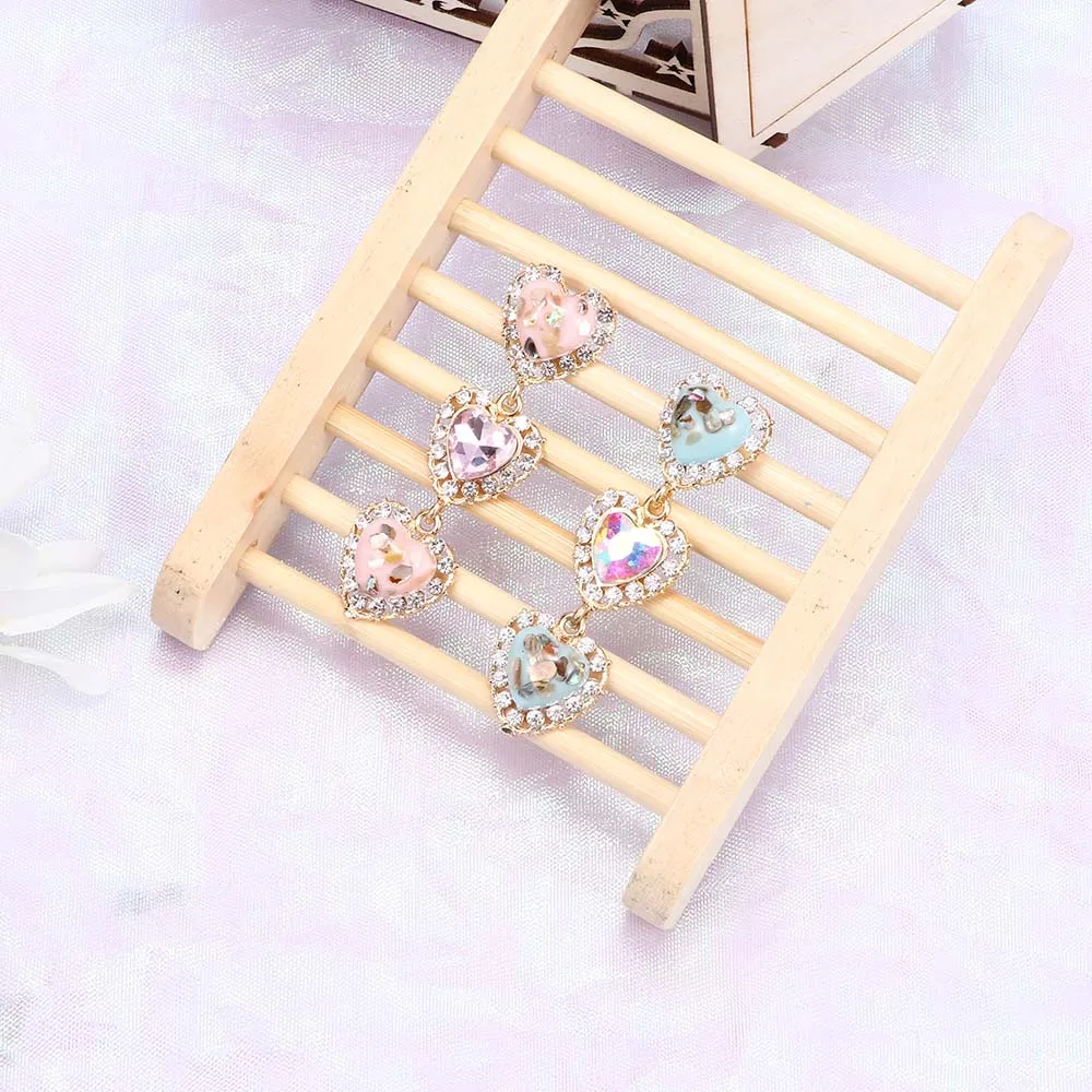 Корейский стиль из сплава серебряного цвета милые серьги со стразами длинные