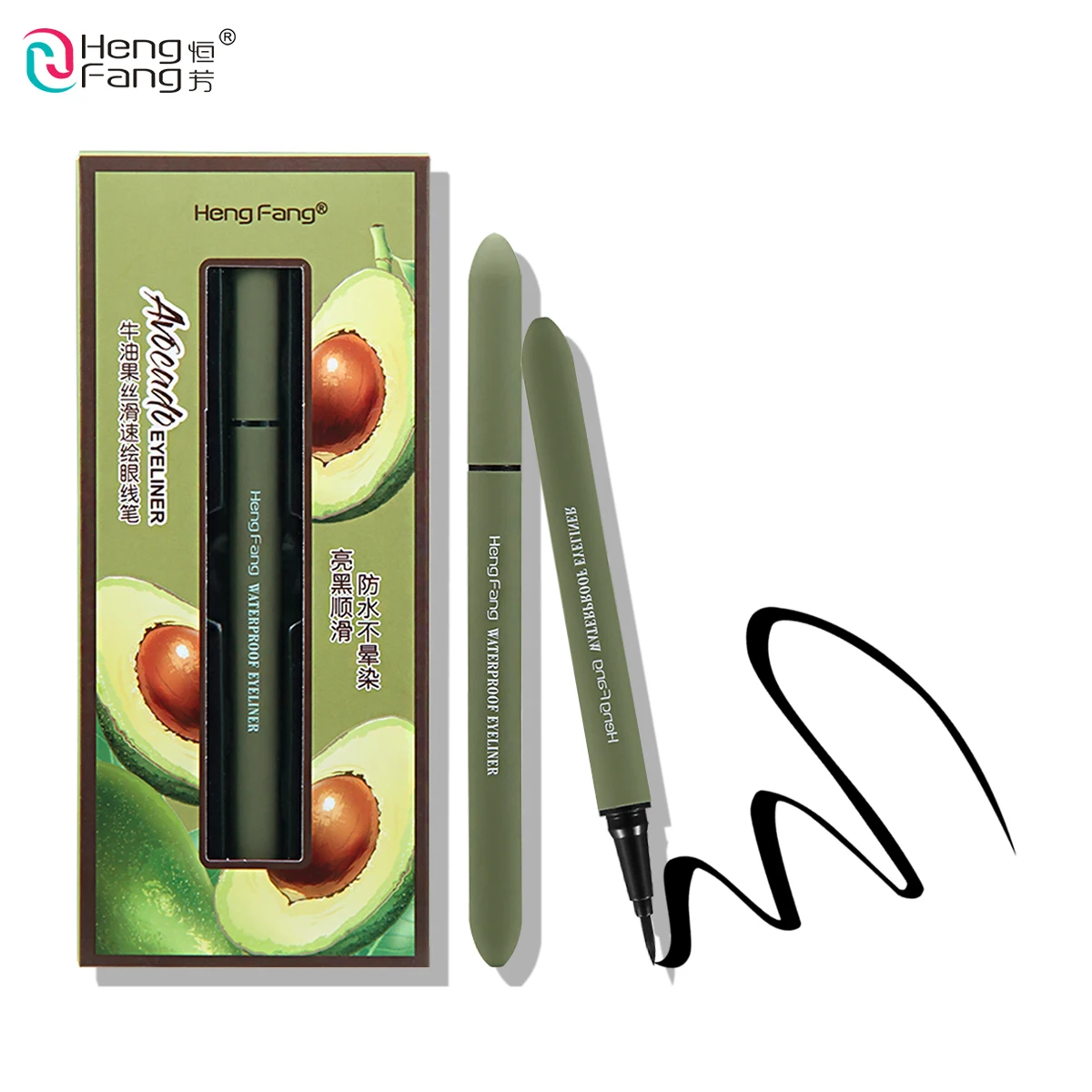 

HengFang инструмент для макияжа глаз, авокадо, красивая гладкая быстросохнущая подводка для глаз, черная водостойкая жидкая подводка для глаз, ...