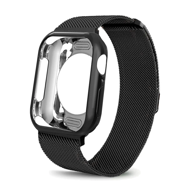 Миланский ремешок-петля для Apple Watch 5, 4, 44 мм, 40 мм, iwatch, ремешок 42 мм, 38 мм, браслет из нержавеющей стали+ чехол для Apple Watch 4, 3, 21