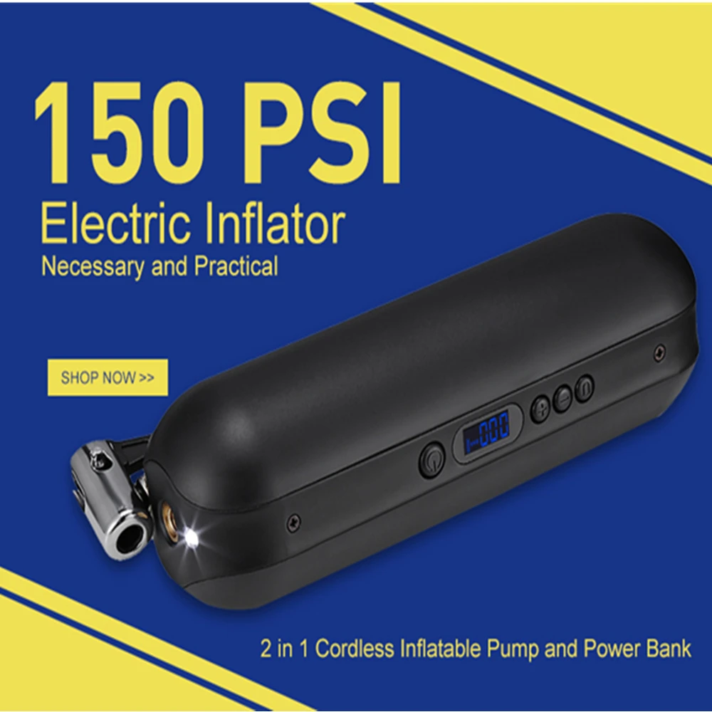 Портативный Электрический инфлятор для велосипеда 150 фунтов/кв. дюйм USB кабель