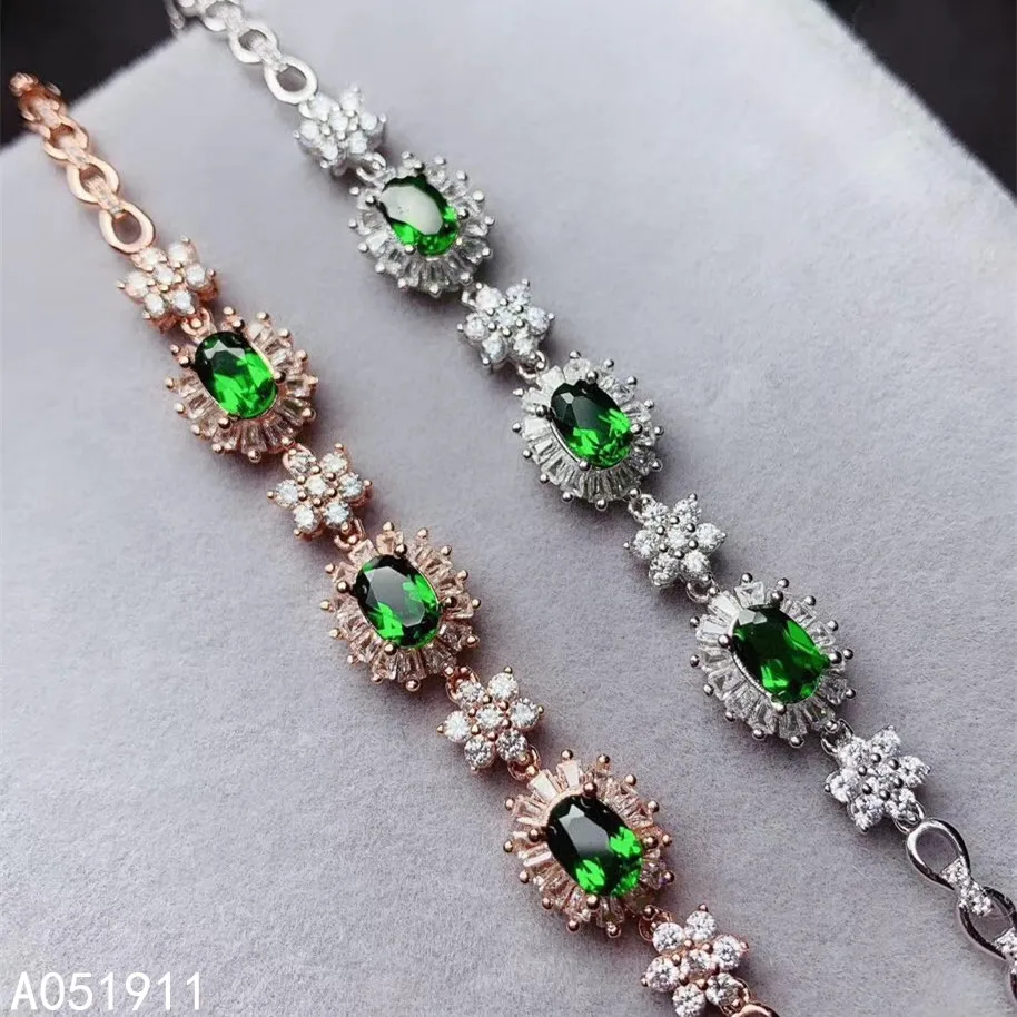 KJJEAXCMY fine jewelry natural Diopside 925 sterling silver new women hand bracelet support test trendy