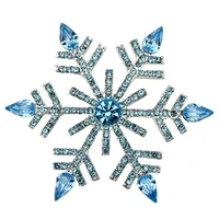 retro exaggeration christmas snowflake brooch blue silver color white semi precious stone coat coat collar pin present