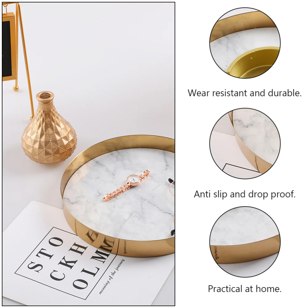 

1PC Round Storage Marble Tray Home Storage Tray Multi-purpose Finishing Tray
