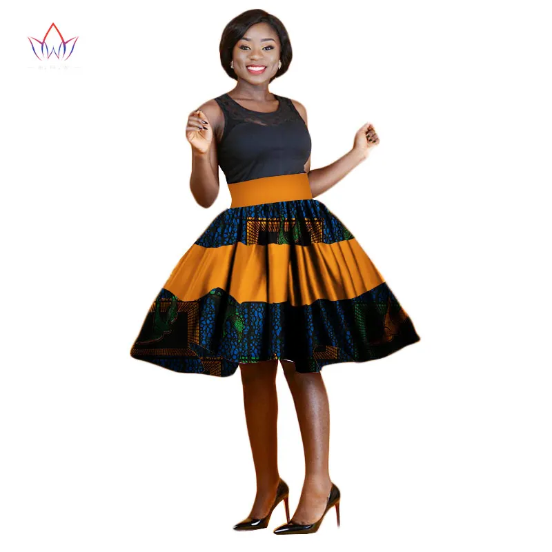 Летняя женская одежда юбки с Африканским принтом средней длины трапециевидные