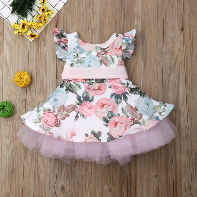 Goocheer Summer Baby Girl Clothing Princess Toddler Newborn Girls Dress Flower Lace Tutu Party Wedding Birthday | Детская одежда и