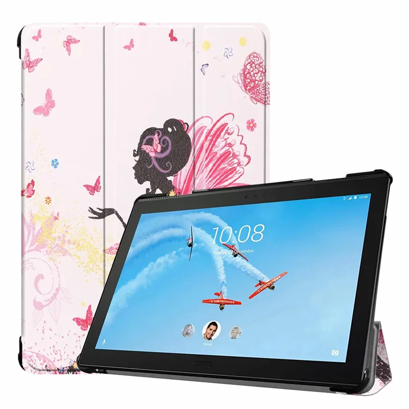 Магнитный чехол для Lenovo Tab P10 телефона X705L Бабочка башня девушка умный цветной