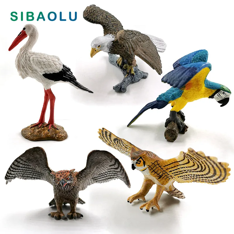 Кавайный белый журавль белоголовый Орел сова попугаи птица модель животного