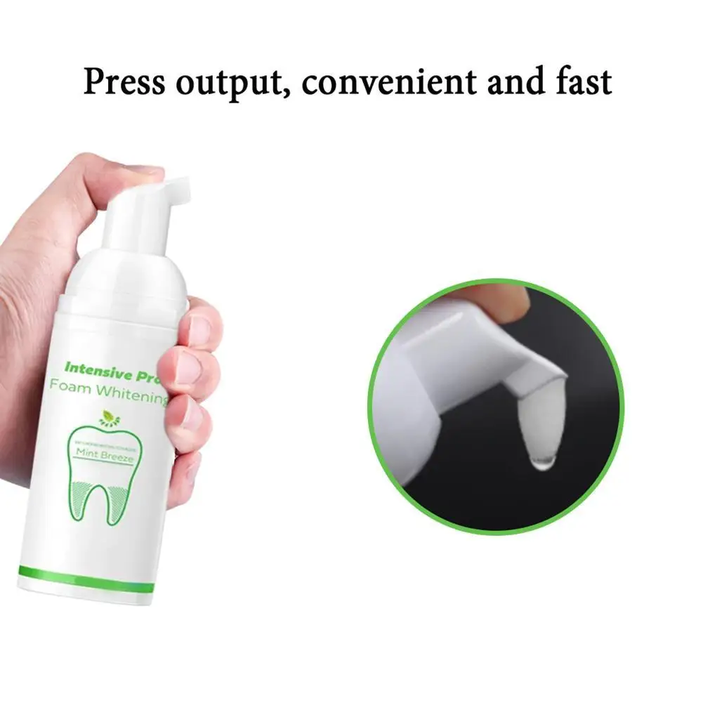

60ml Tooth Whitening Cleaning Mousse Remove Plaque Odor Care Fresh Bright Dental Teeth Tool Breath Toothpaste Stains Oral W5D9