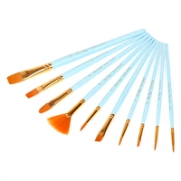 10pcs nylon hair wooden handle paint brushes supplies watercolor paint brush diy oil acrylic painting art painting supplies