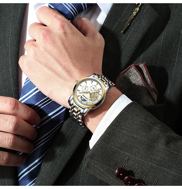 

Top Famous Brand KIMSDUN Men's Luxury Business Automatic Mechanical Watch Stainless Steel Fashion Male Clock Relogio Masculino